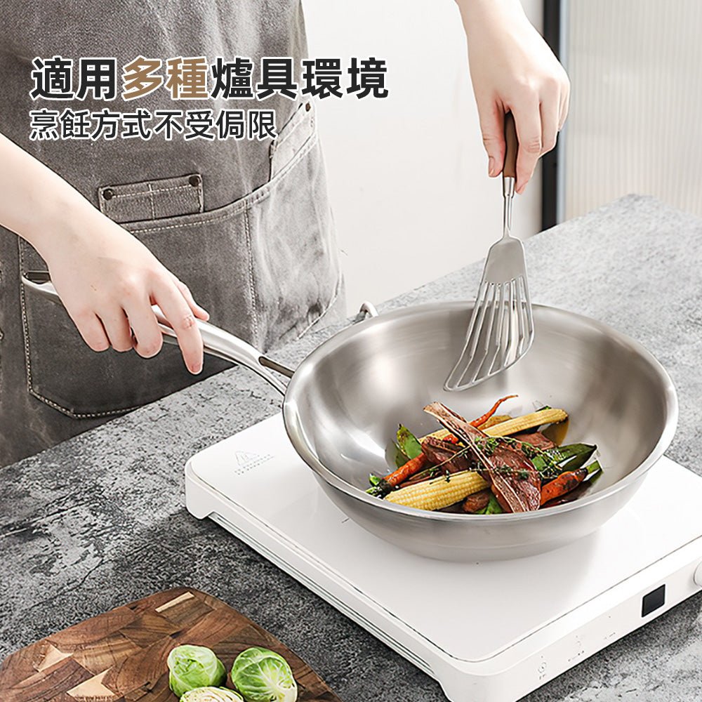 不鏽鋼中華炒鍋｜導熱均勻・輕鬆烹煮美味佳餚