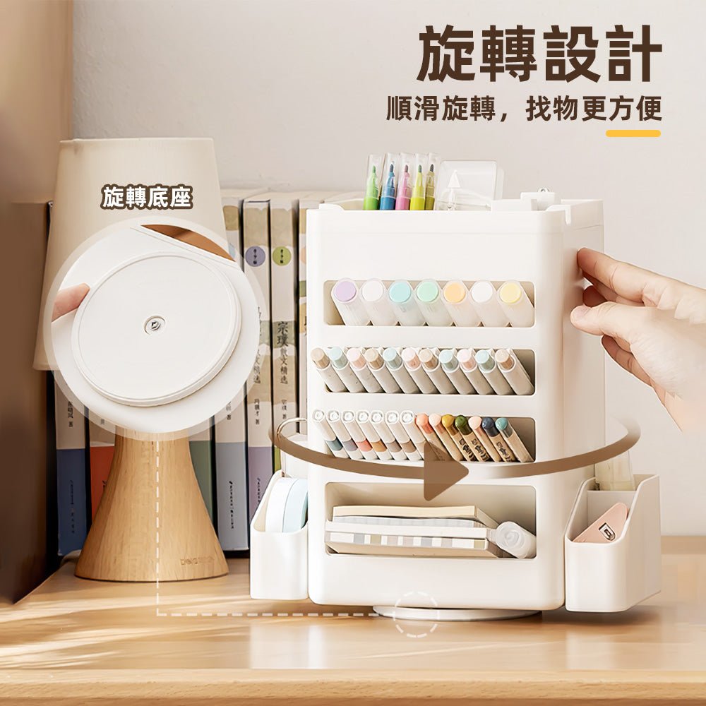 旋轉式自律打卡筆筒｜桌面收納兼顧計畫管理・滑動打卡養成好習慣