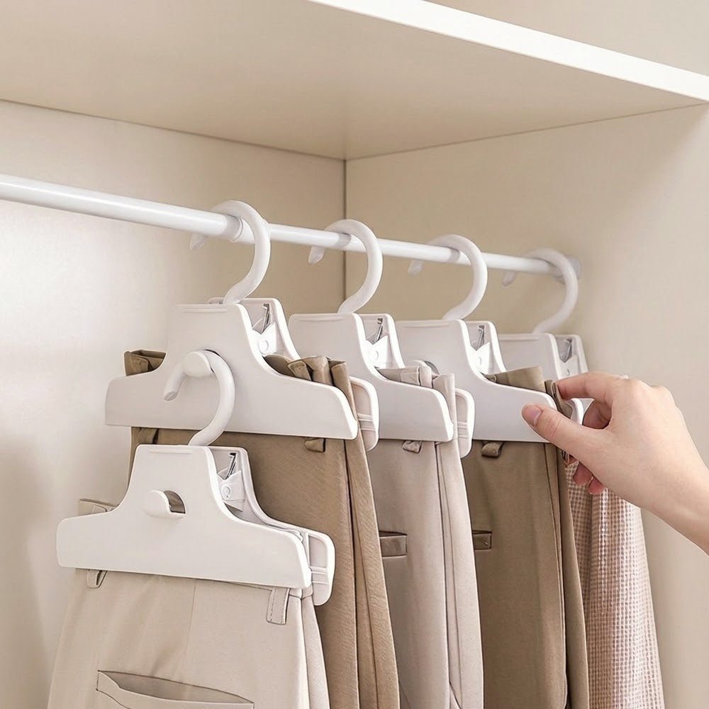 可疊掛褲子收納架｜衣櫃空間放大術・整齊不佔位