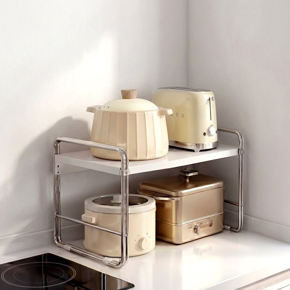 伸縮廚房分層置物架｜還給流理臺清爽，電器鍋具終於有家