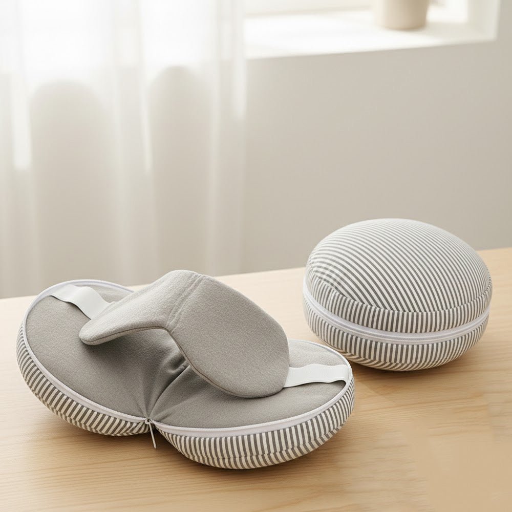 旅行頸枕眼罩組｜隨時隨地舒適小憩・輕巧便攜好收納