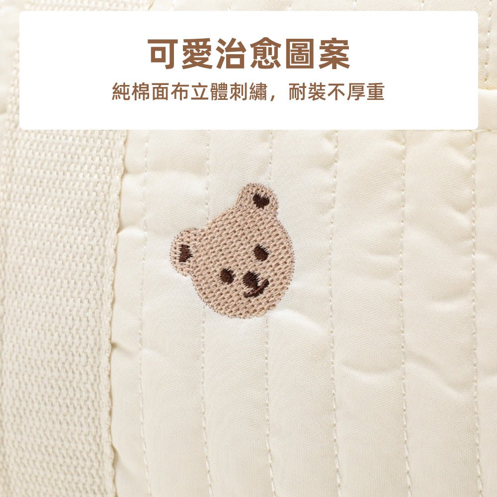純棉刺繡媽媽包｜柔軟收納大空間・手提斜背都好看