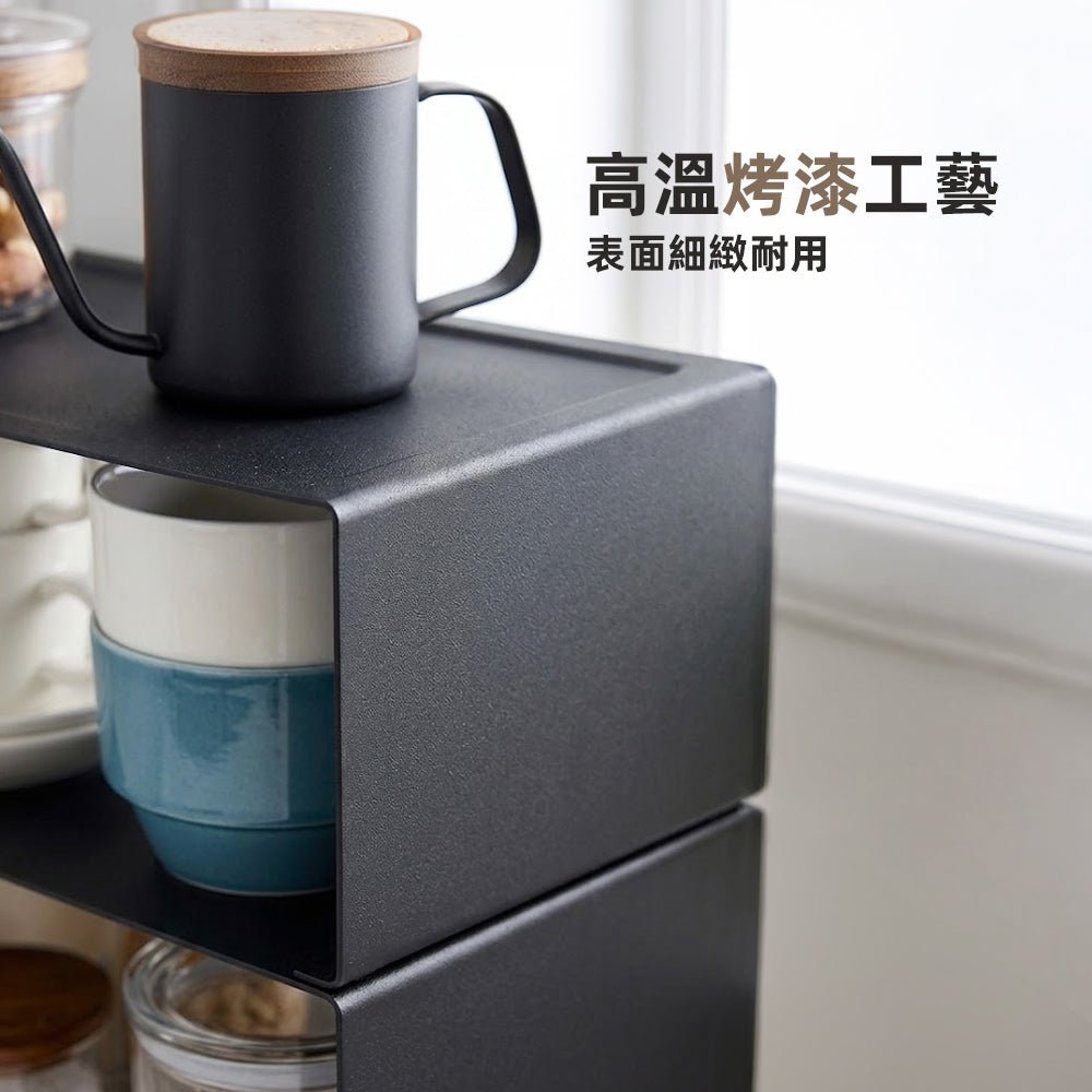質感黑醬料收納架｜廚房檯面空間擴充・整潔收納調味品罐