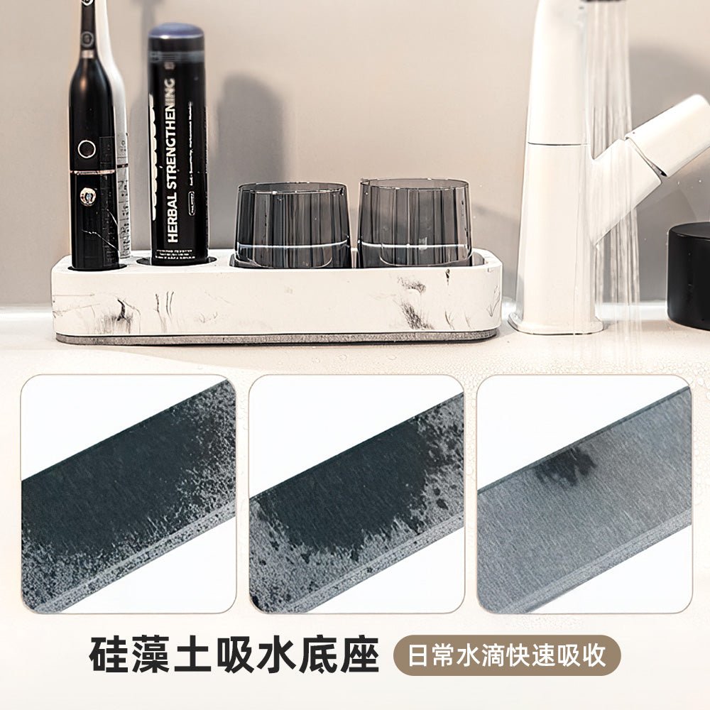 簡約大理石紋牙刷架｜告別浴室檯面雜亂，整潔收納好幫手