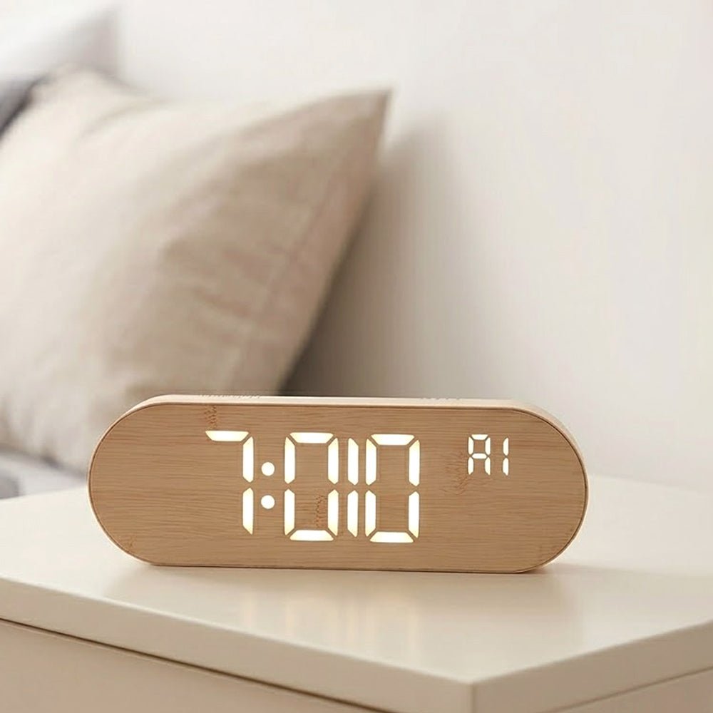 木紋數字時鐘｜溫柔木質x清晰顯示・掌握時間更優雅愜意