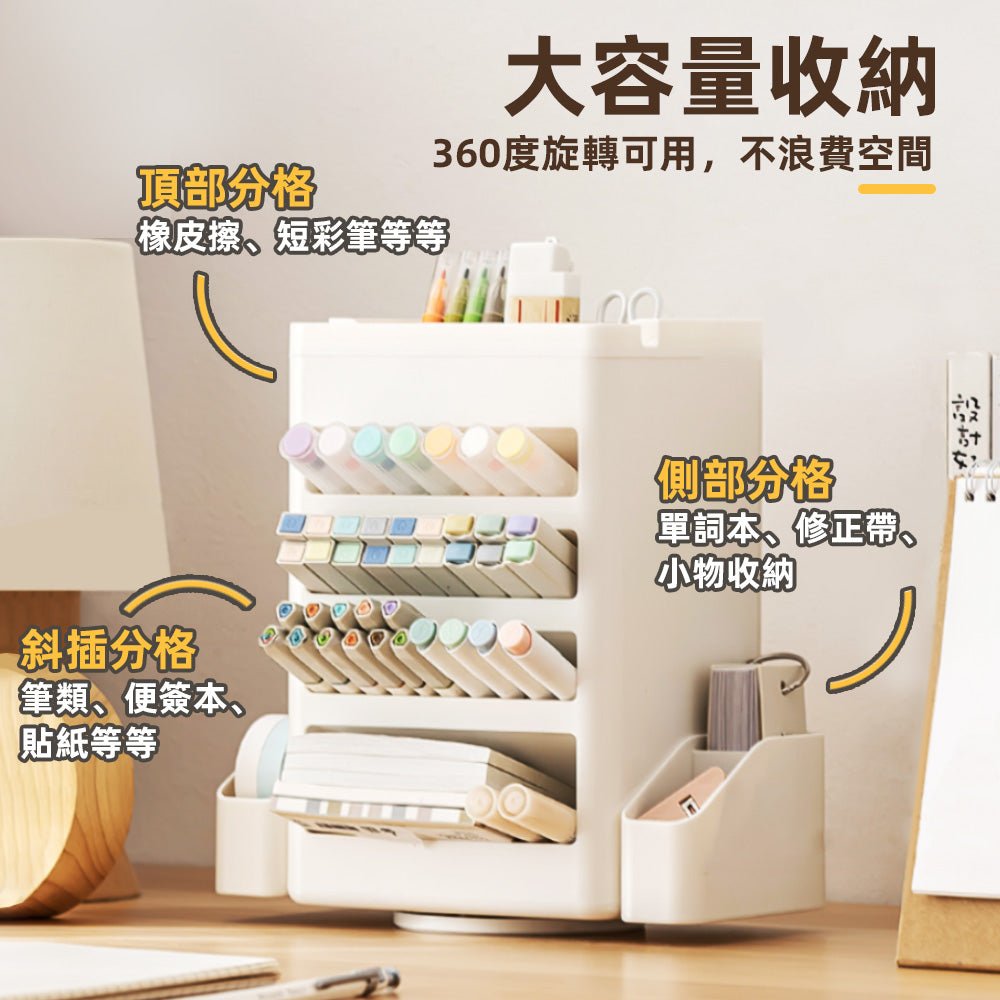 旋轉式自律打卡筆筒｜桌面收納兼顧計畫管理・滑動打卡養成好習慣
