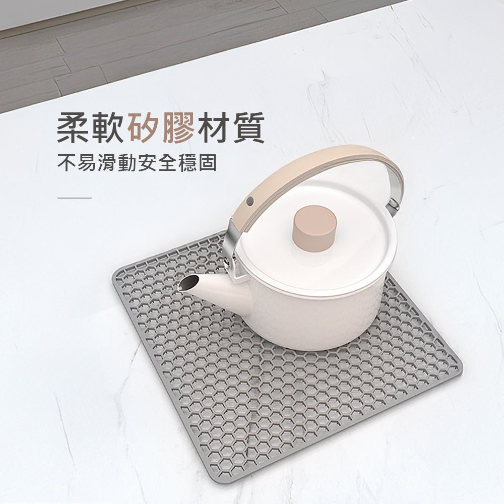 矽膠瀝水墊｜廚房檯面防滑救星・碗盤餐具安心放